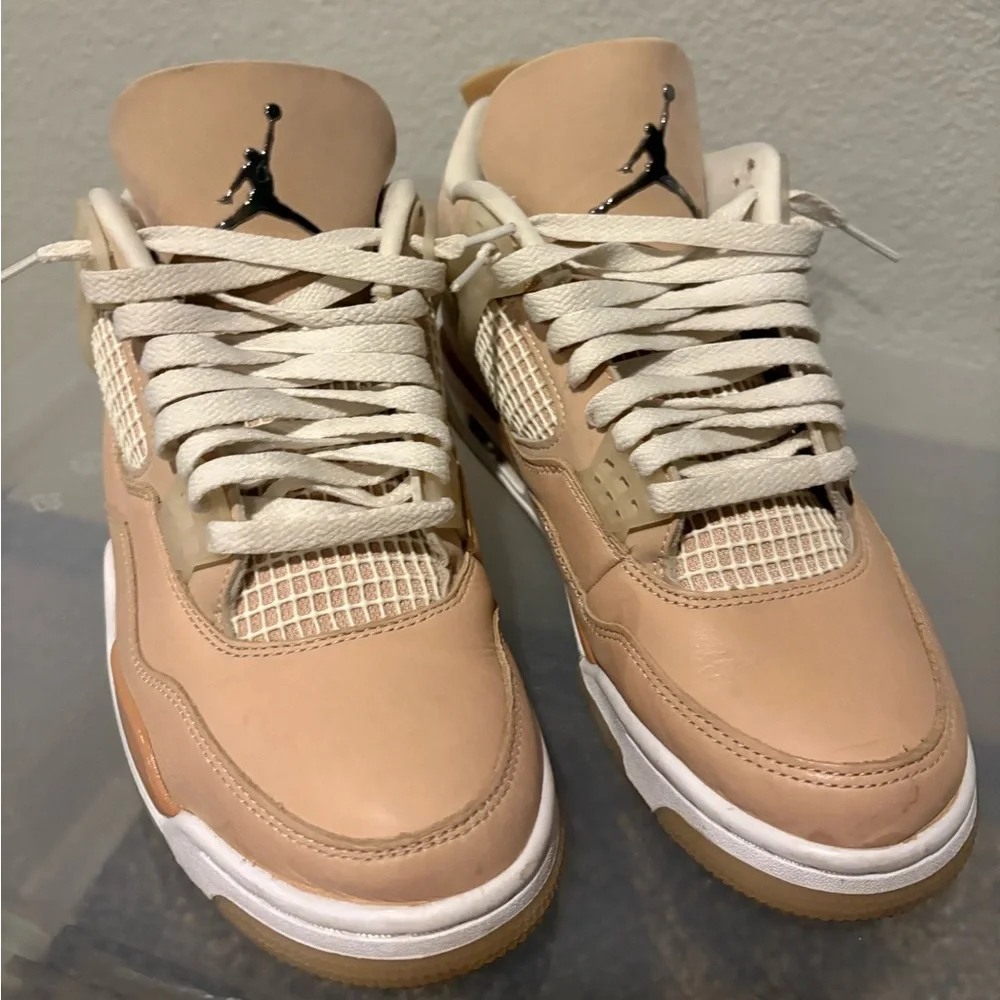 Jordan Women's Sneakers in Tan and White - Picture 1 of 12